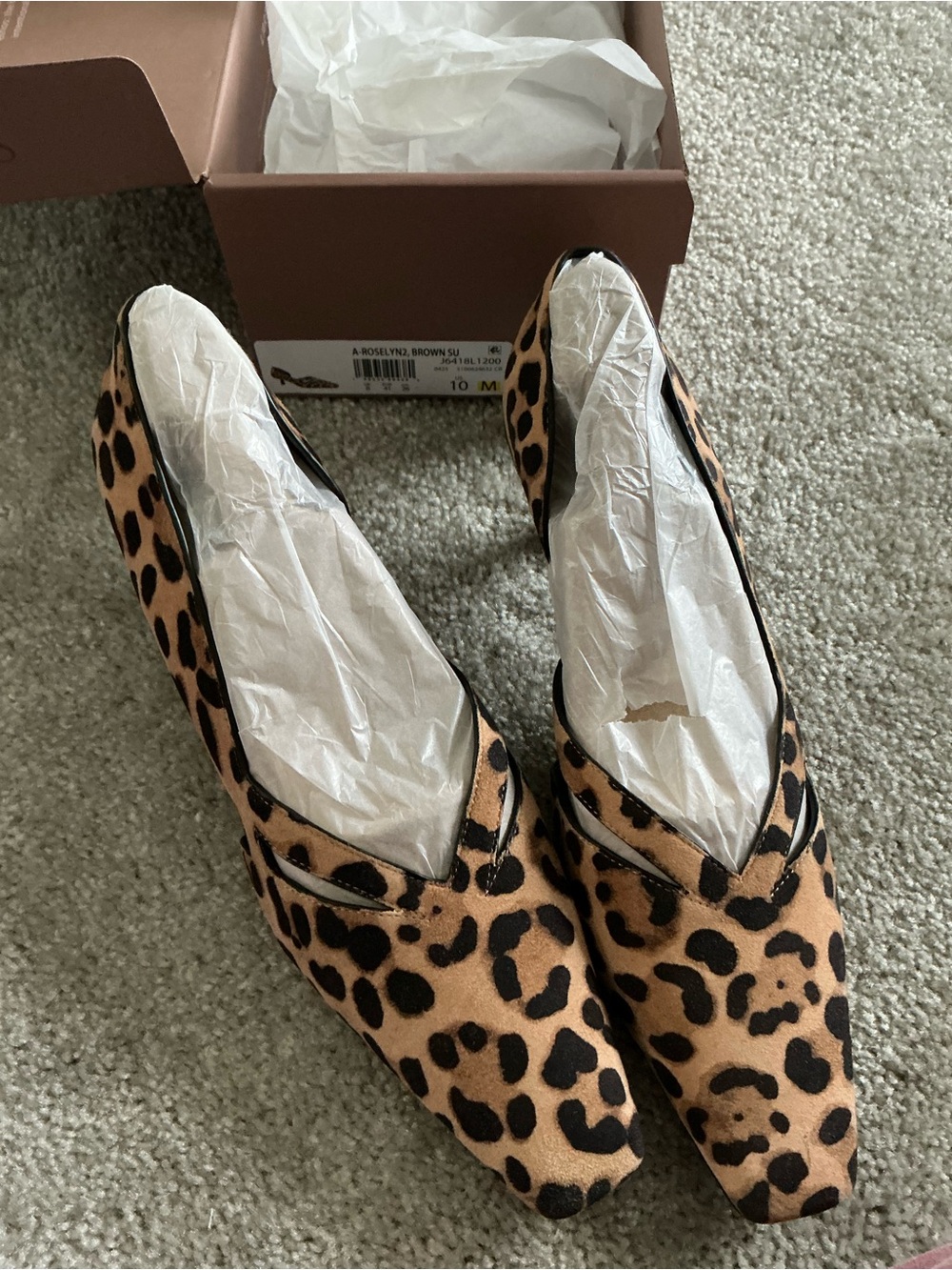 SARTO By Franco Sarto Leopard Print Pointed Toe Flats - Tan/Black - Picture 5 of 6